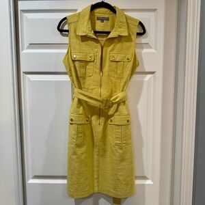 Sharagano Mustard Textured Mini Dress Vintage Style 1970s 1960s